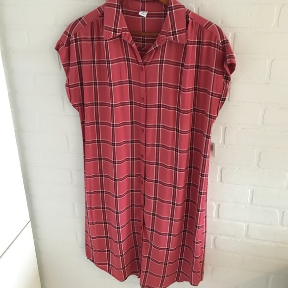 NWOT - Old Navy Grunge Plaid Shirt Dress Women Size M - Picture 1 of 6